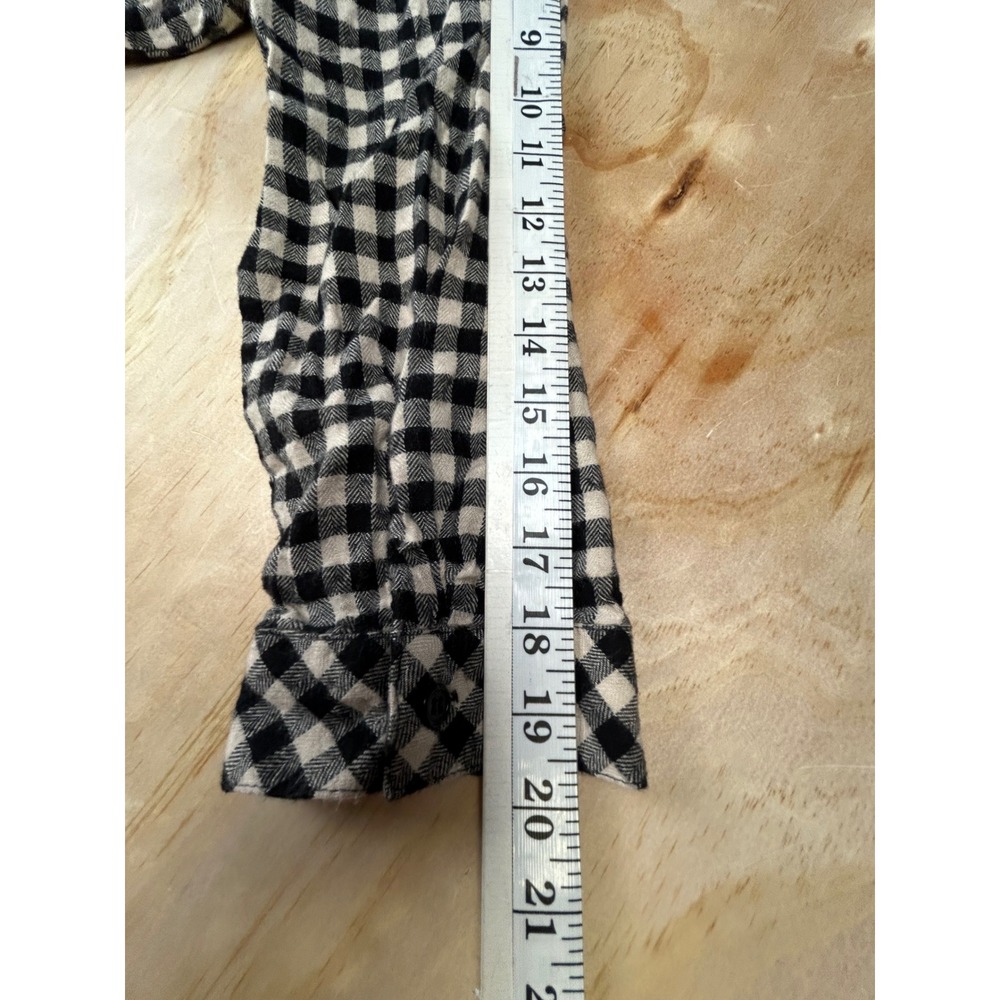 Hester & Orchard Black White Gingham Button Down Shirt Large Plaid Flannel - Picture 11 of 12